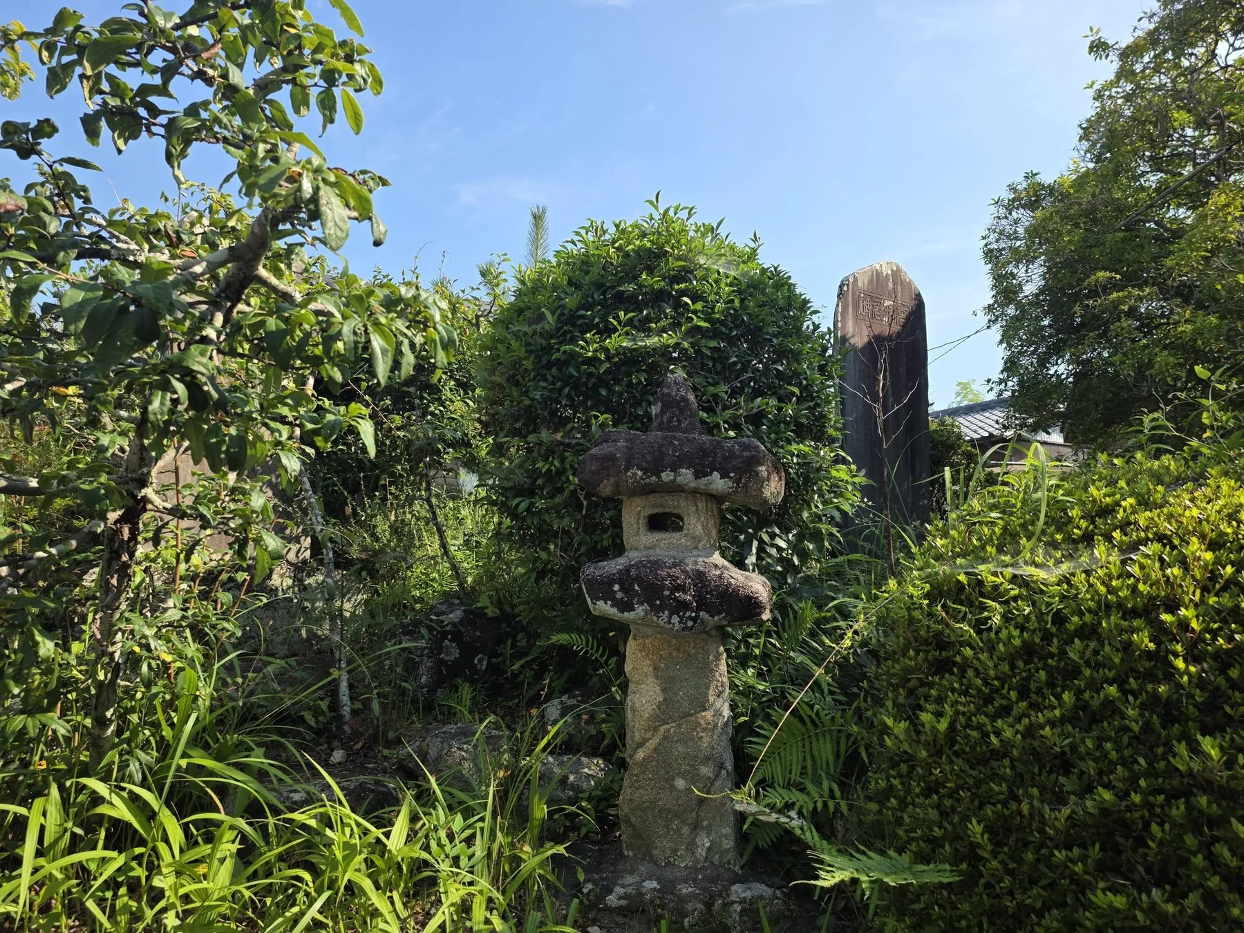 法雲寺境内の石灯籠と石碑