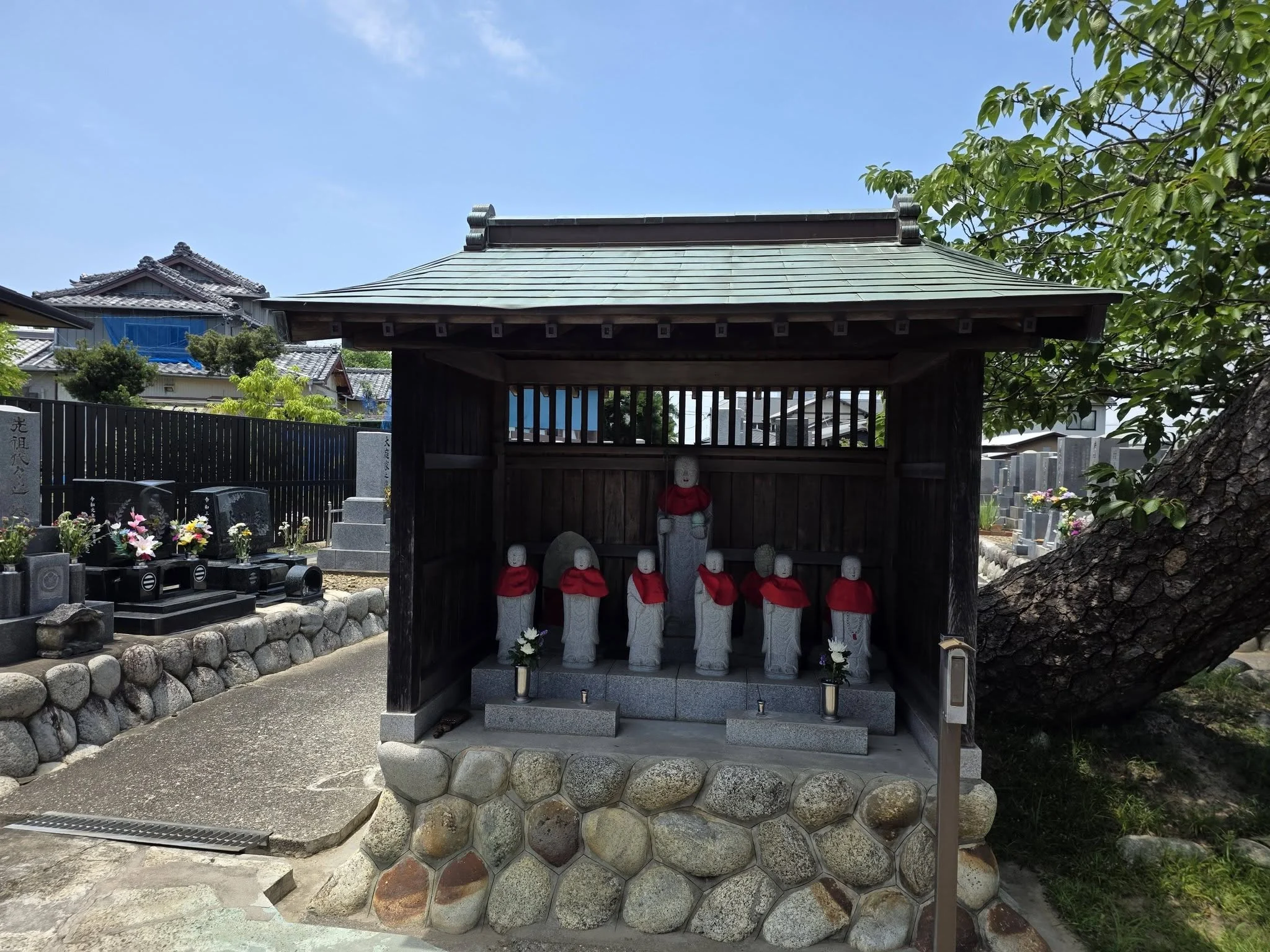 慶昌寺境内の覆屋に安置された地蔵像群