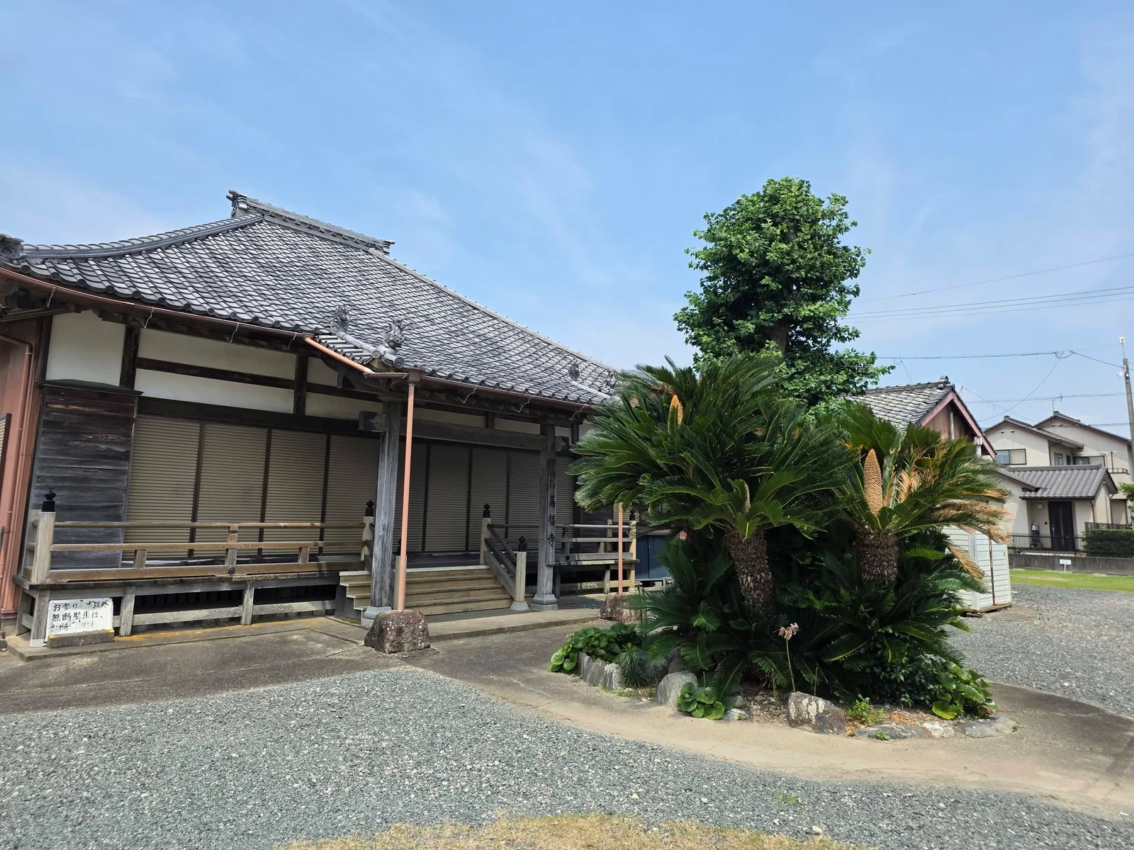 萬福寺本堂と境内植栽
